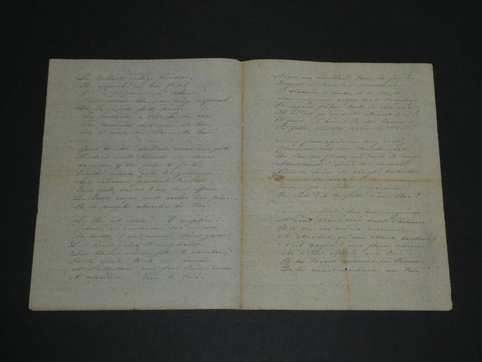 Delphine [Gay] de Girardin - Beau et long poème autographe signé de 4 pages - 1844