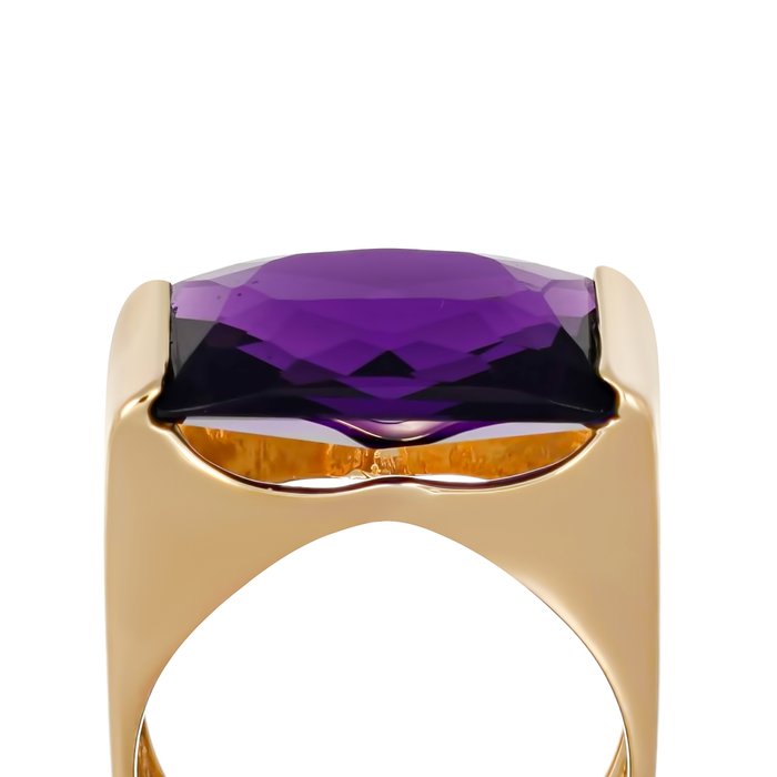 Ring - 18 kraat Gulguld -  10.00ct. tw. Ametyst