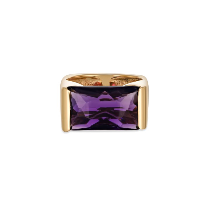 Ring - 18 kraat Gulguld -  10.00ct. tw. Ametyst