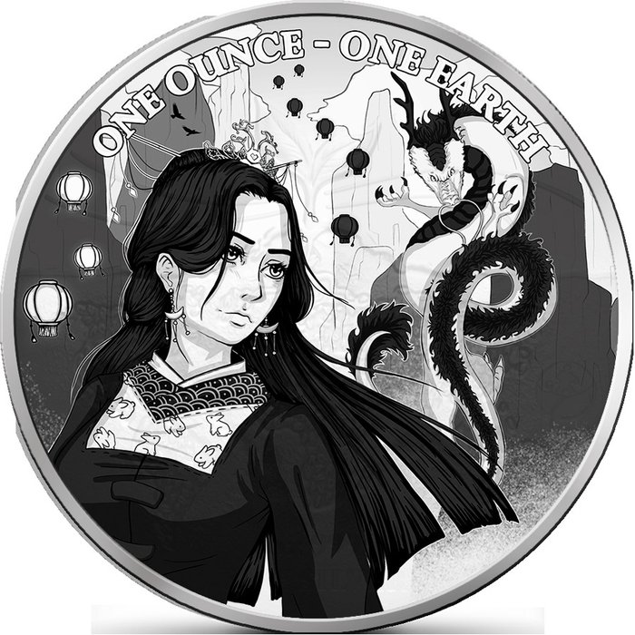 Fiji. 1 Dollar 2022 One Earth - Josei Manga, 1 Oz (.999)  (Ingen mindstepris)