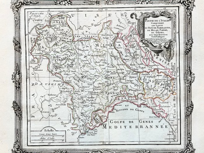 Italien - Gènes, Torino; Louis-Charles DESNOS - Partie de l'Italie comprenant les états de Sardaigne, de Milan, Parme et Gène - 1781-1800