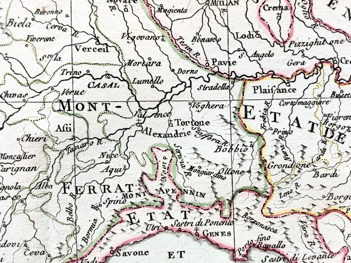 Italien - Gènes, Torino; Louis-Charles DESNOS - Partie de l'Italie comprenant les états de Sardaigne, de Milan, Parme et Gène - 1781-1800