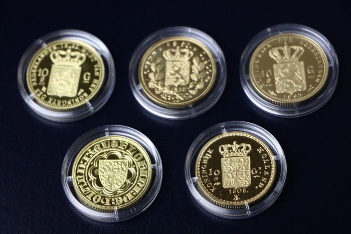 Holland Token Lot van Vergulde 24K Munten Naslagen (5 Stuks)  (Ingen mindstepris)