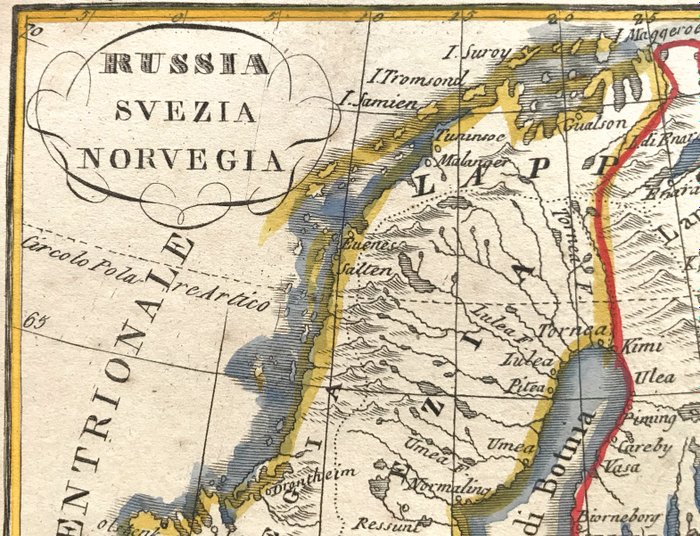 Russia, Polonia, Ucrania, Norvegia, Svezia, Lituania - øst Europa; Stabilimento Tipografico Enciclop. dell Antica Ditta Girolamo Tasso in Venezia 1870 - "Russia Svezia Norvegia.." 1875 - 1861-1880