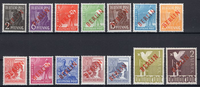 Berlin 1949 - Frimærkeserie Bygninger I **/MNH - Michel Rotaufdrucke ungebraucht geprüft