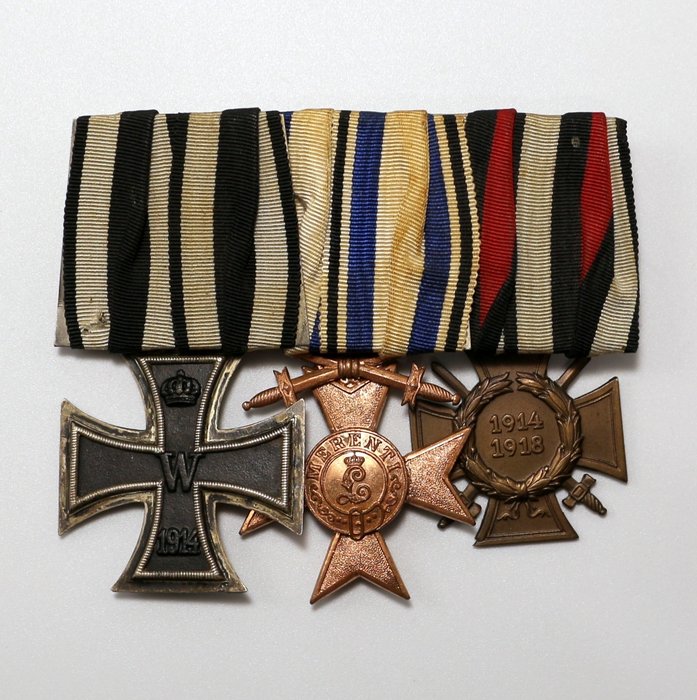 Tyskland - Medalje - Medal Bar with WW1 Iron Cross Second Class, Bavarian Military Merit Cross Third Class With Swords