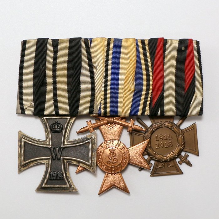 Tyskland - Medalje - Medal Bar with WW1 Iron Cross Second Class, Bavarian Military Merit Cross Third Class With Swords