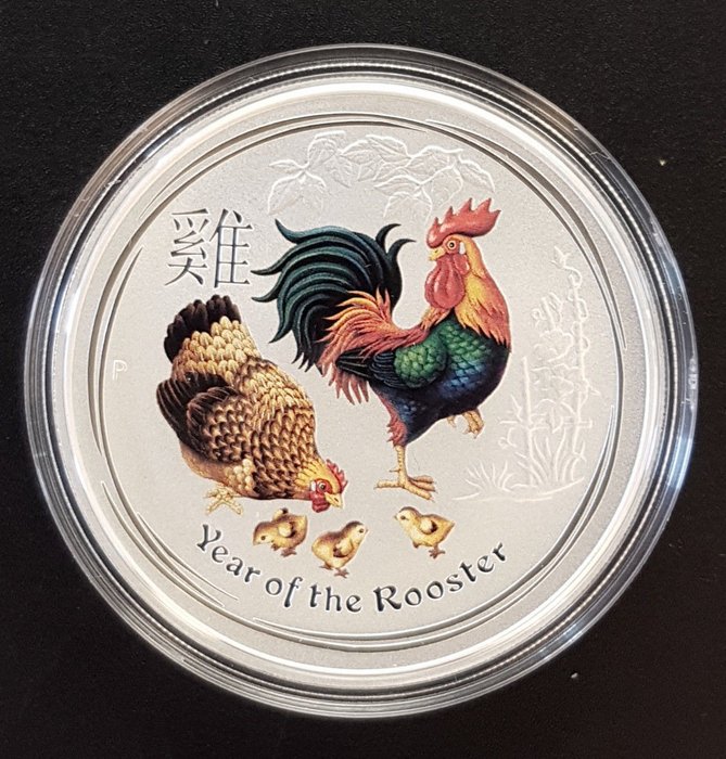 Australien 1 Dollar 2017 Year of the Rooster - Coloured 1 Oz (999)  (Ingen mindstepris)