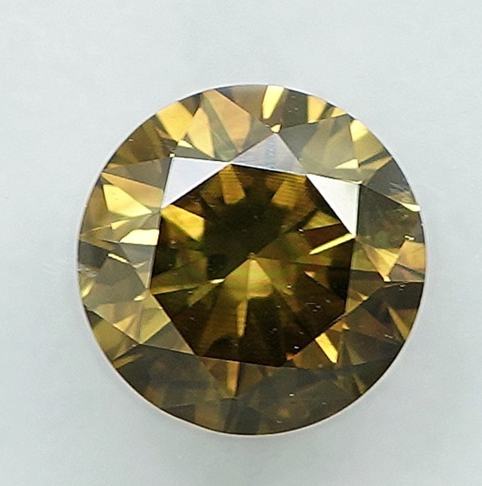 1 pcs Diamant  (Naturfarvet)  - 0.66 ct - Rund - Fancy intense Brunlig Gul - SI1 - International Gemological Institute (IGI)