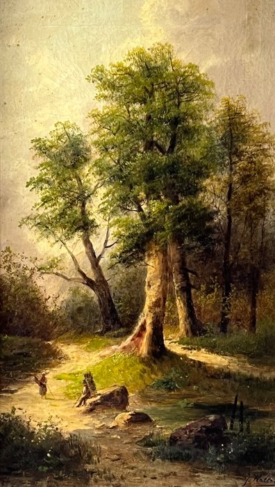 George Haller. (XlX) - Figures on a woodland path.