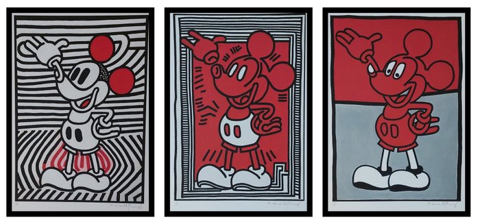 Emma Wildfang - Mickey Mouse - Triptychon  "Comic Icons as Still Life" series Keith Haring