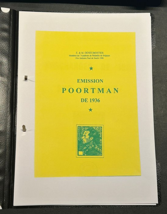 Belgien 1936 - Litteratur - Studie "Emission Poortman de 1936" - EM Deneumostier - 213p