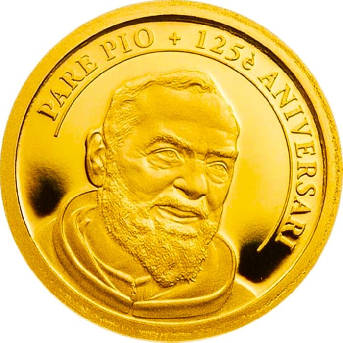 Andorra. 1 Diner 2012 "Saint Padre Pio of Pietrelcina, Italy", (.999) Proof  (Ingen mindstepris)