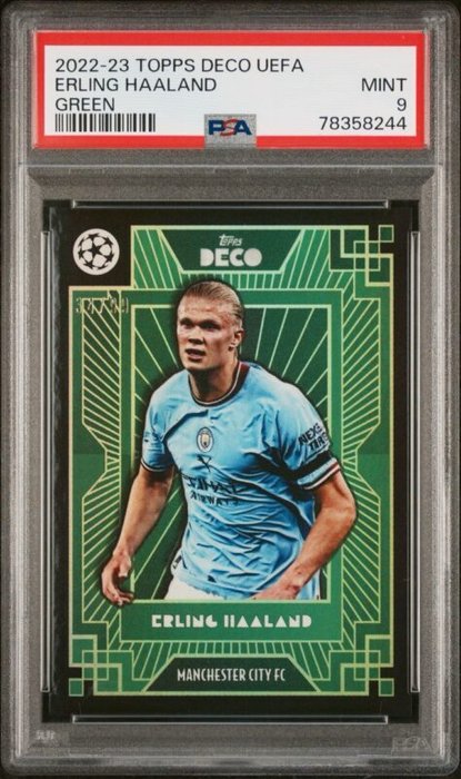 2022/23 Topps Deco UEFA Erling Haaland Green /99 PSA 9 - 1 Graded card