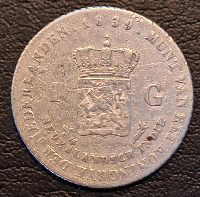 Hollandsk Østindien. Willem I (1813-1840). 1 Gulden 1839  (Ingen mindstepris)