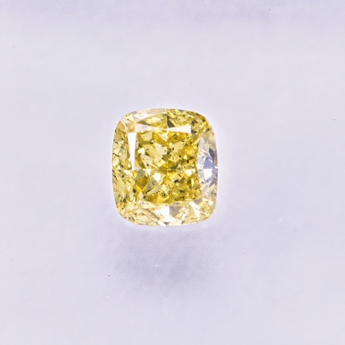 Ingen mindstepris - 1 pcs Diamant  (Naturfarvet)  - 0.27 ct - Pude - Fancy intense Grøn Gul - SI2 - International Gemological Institute (IGI)