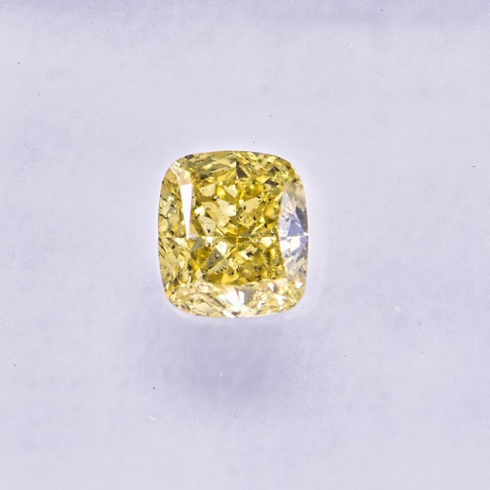 Ingen mindstepris - 1 pcs Diamant  (Naturfarvet)  - 0.27 ct - Pude - Fancy intense Grøn Gul - SI2 - International Gemological Institute (IGI)