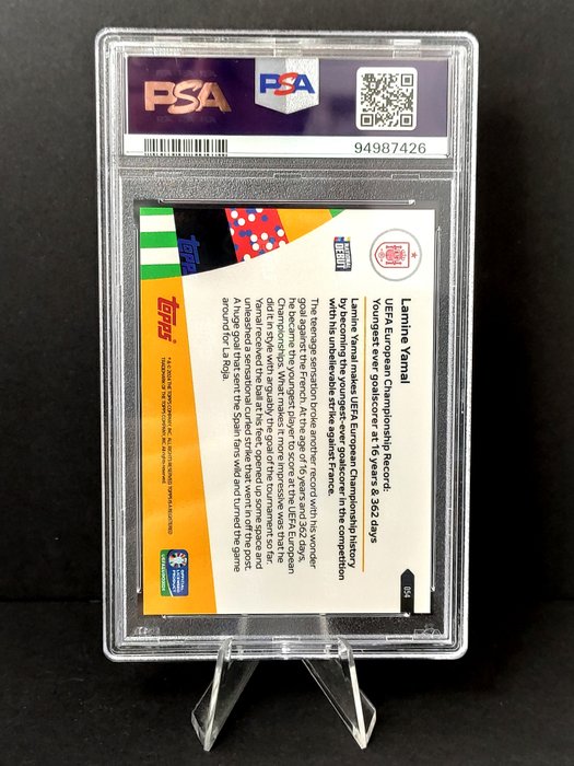 2024 Topps Now UEFA Euro Lamine Yamal #54 Goal vs Francia - 16 Years Old PSA 10 Graded card