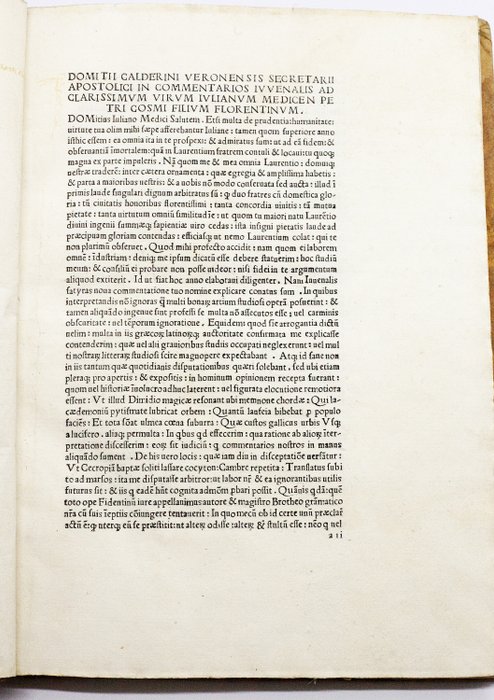 Giovenale / Calderini - Commentarii in Juvenalem - 1474