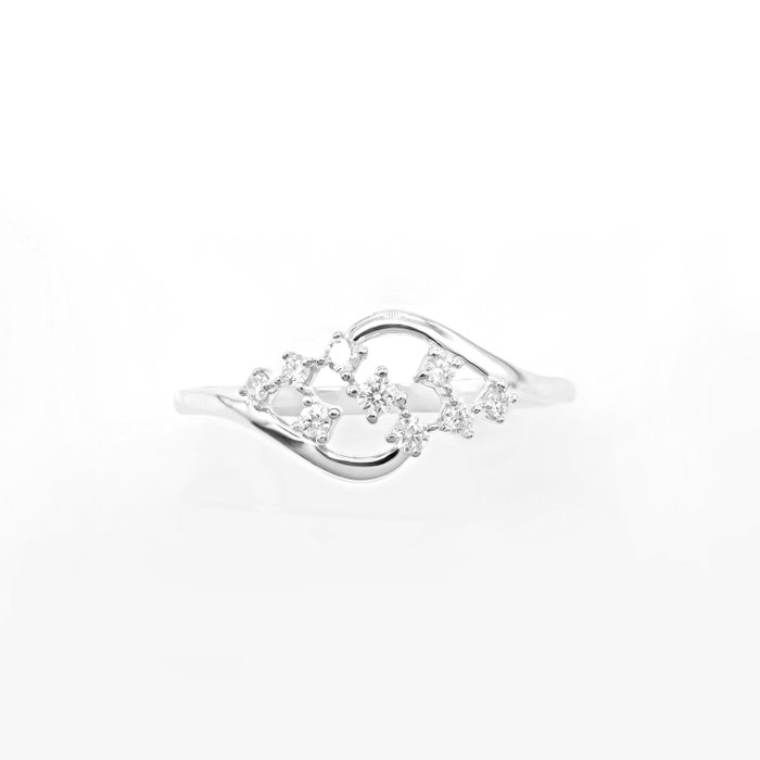 Ring - 14 karat Hvidguld -  0.20ct. tw. Diamant (Natur)