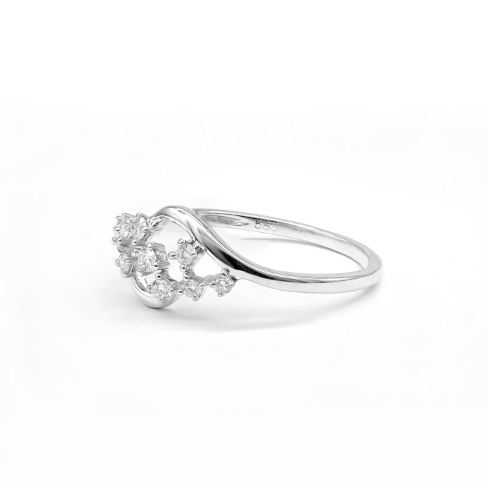 Ring - 14 karat Hvidguld -  0.20ct. tw. Diamant (Natur)