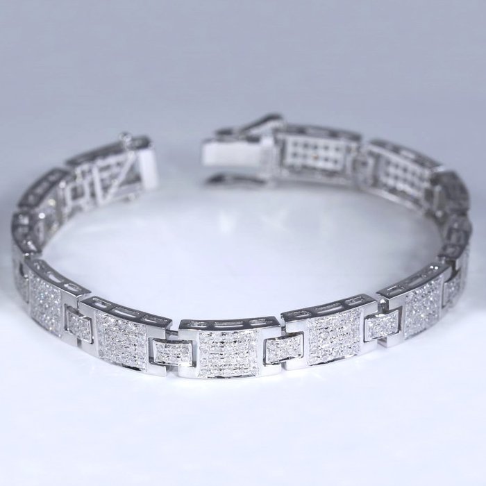 Armbånd - 14 karat Hvidguld -  444ct tw Diamant (Natur) - Armbånd til mænd