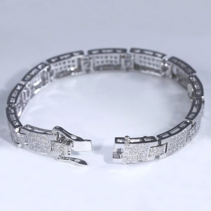 Armbånd - 14 karat Hvidguld -  444ct tw Diamant (Natur) - Armbånd til mænd