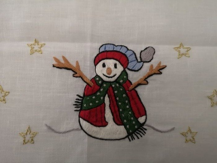 Christmas tablecloth hand embroidered - Dug  - 270 cm - 175 cm