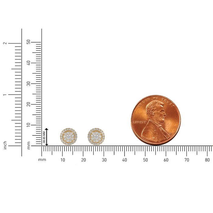 Øreringe - 14 karat Gulguld -  0.50ct. tw. Diamant (Natur) - Dobbeltramme Halo