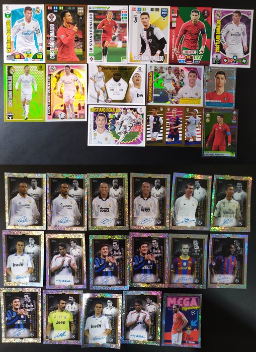 Topps - Liga Adrenalyn XL, Liga Este, Megacracks, UCL Stickers - Ronaldo, Cristiano Ronaldo, Zinedine Zidane, Roberto Carlos, Ronaldinho, Iniesta - 31 stickers/cards - 1 Mixed collection