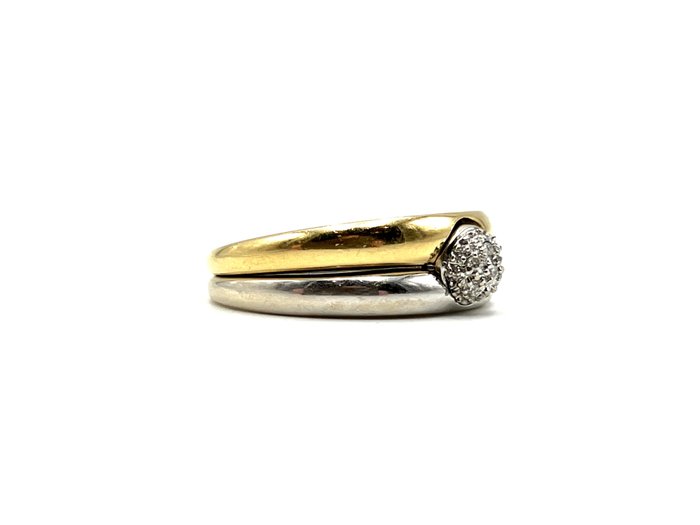 Ring - 18 kraat Gulguld Hvidguld -  003ct tw Diamant (Natur)