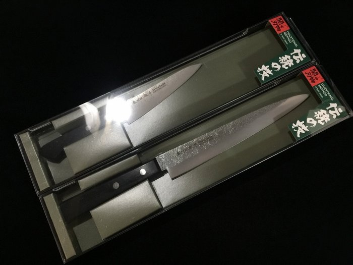 正宗 MASAMUNE / Set of 2 / 柳刃 YANAGIBA ペティ PETTY - Køkkenkniv -  Japansk køkkenkniv - Stål, Træ - Japan