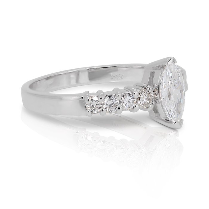 Ring - 18 kraat Hvidguld -  1.08ct. tw. Diamant (Natur) - Diamant