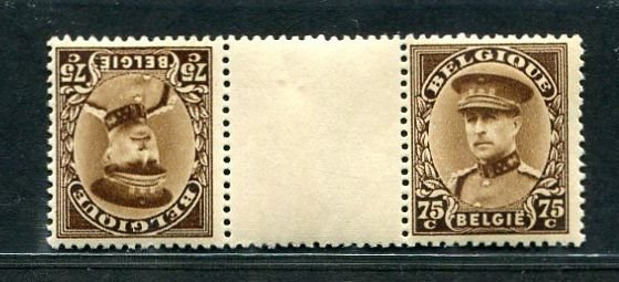 Belgien 1932 - Hovedstempel med mellempanel Kong Albert I - OBP/COB KT15