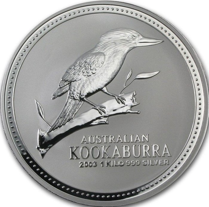 Australien. 2003 1 Kilo $30 AUD Australian Silver Kookaburra Coin BU (In Capsule)