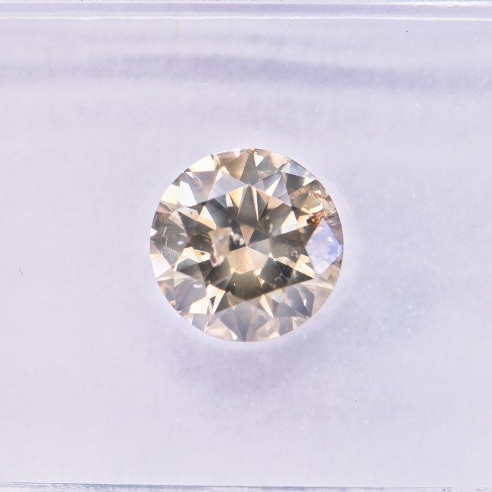 Ingen mindstepris - 1 pcs Diamant  (Naturfarvet)  - 086 ct - Rund - Fancy Grønlig Gullig Grå - I1 - International Gemological Institute (IGI)