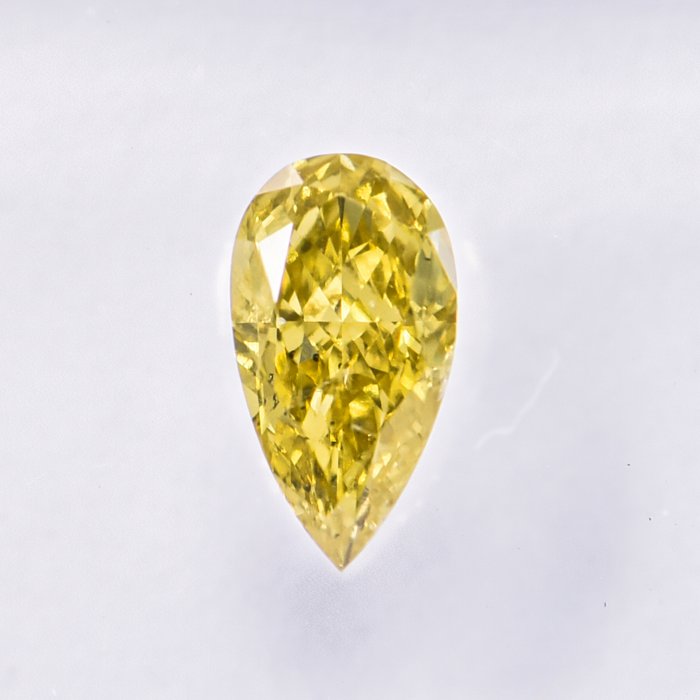 Ingen mindstepris - 1 pcs Diamant  (Naturfarvet)  - 0.50 ct - Pære - Fancy intense Gul - SI1 - International Gemological Institute (IGI)