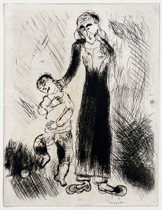 Marc Chagall (1887-1985) - Le père de Tchitchikov lui donne une correction