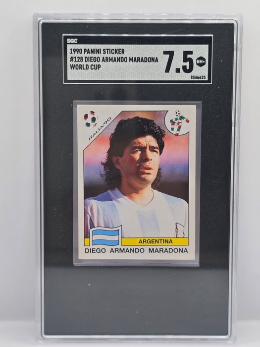 1990 Panini World Cup Diego Maradona #128 SGC 7.5 Graded sticker