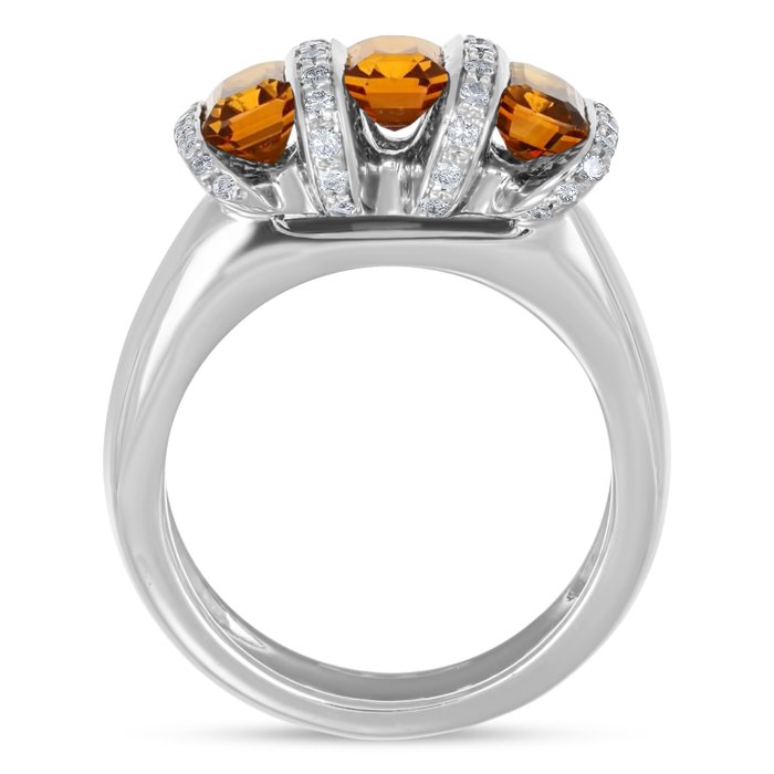 Ring - 18 kraat Hvidguld -  1.96ct. tw. Kvarts - Diamant