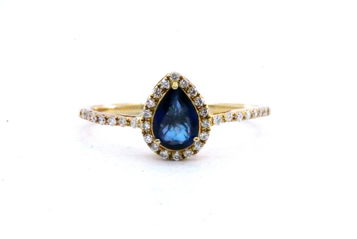 Ingen mindstepris - Ring - 14 karat Gulguld -  1.32ct. tw. Safir - Diamant