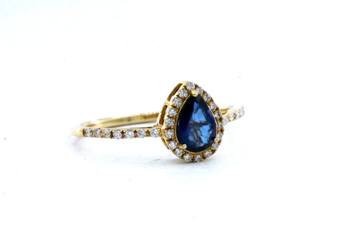 Ingen mindstepris - Ring - 14 karat Gulguld -  1.32ct. tw. Safir - Diamant