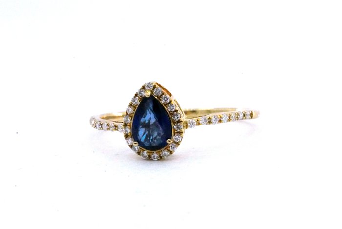 Ingen mindstepris - Ring - 14 karat Gulguld -  1.32ct. tw. Safir - Diamant