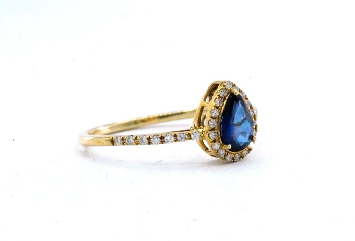 Ingen mindstepris - Ring - 14 karat Gulguld -  1.32ct. tw. Safir - Diamant