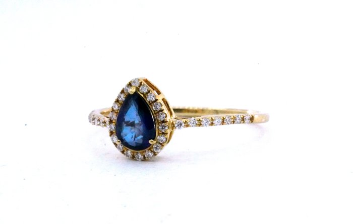 Ingen mindstepris - Ring - 14 karat Gulguld -  1.32ct. tw. Safir - Diamant