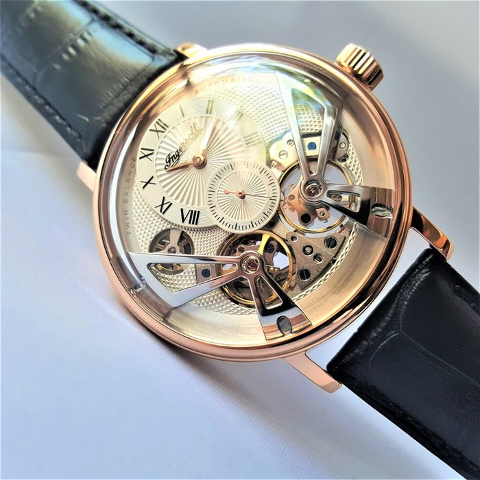 Ingersoll - Twin Balance - 45 Jewels - Automatic - Gold - Double Open Heart - Ingen mindstepris - Mænd - Ny