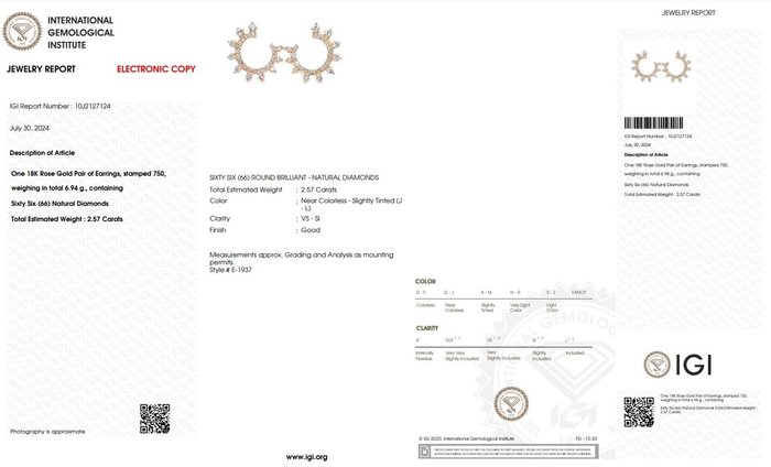 Ingen mindstepris - Øreringe - 18 kraat Rosaguld -  2.57ct. tw. Diamant (Natur)