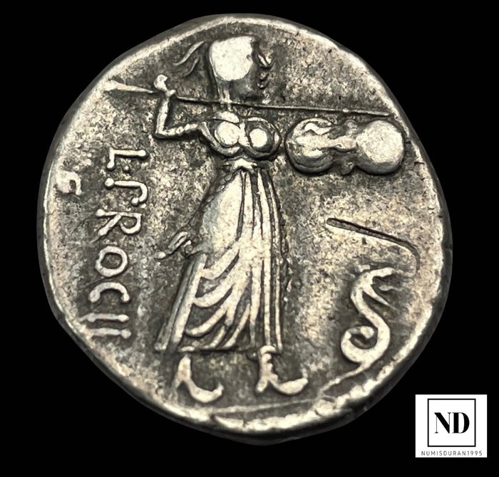 Romerska republiken L Procilius 80 fKr Denarius Rome