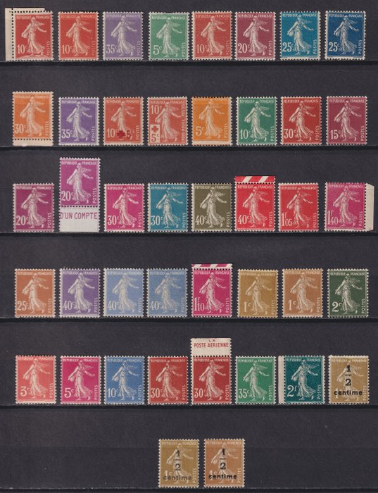 Frankrig 1906/1937 - Solid bundsåmand fra nr 134 til 279B ny** og ny* Se detaljer - Yvert