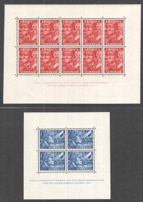 Holland 1942 - Legion blokke - NVPH V402/V403 (2x) - met plaatfout V403